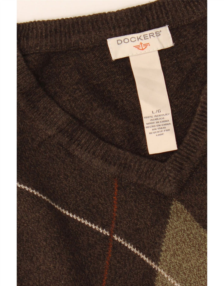 DOCKERS Vestă bărbătească Tank Top Maro Maro Argyle/Diamond Acrylic