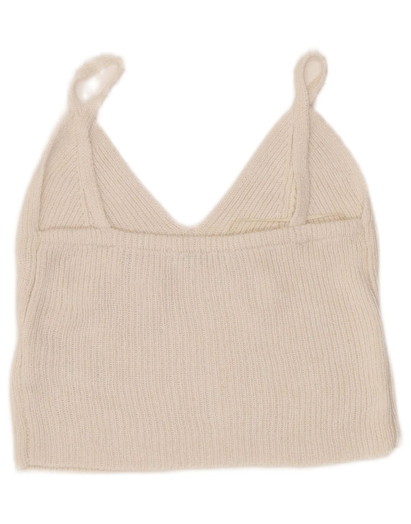 Top Crop tricot pentru femei Zara UK 4 XS din viscoză alb
