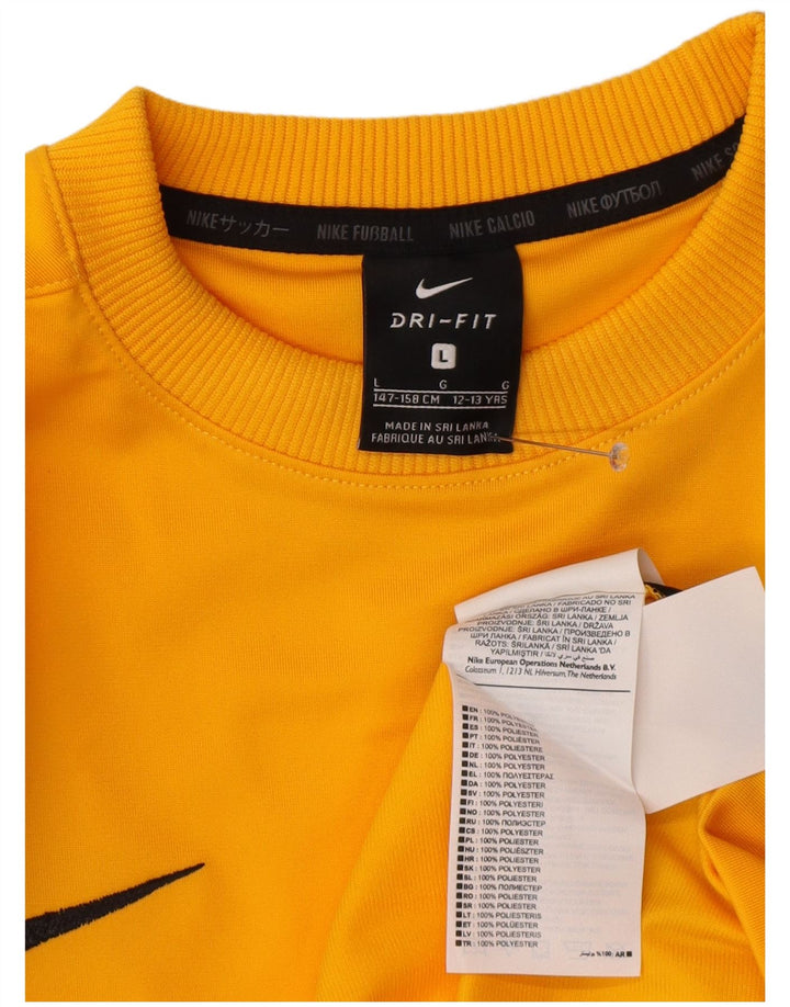 Nike pentru băieți Dri Fit Top cu mânecă lungă 12-13 ani, mare, galben Colorblock