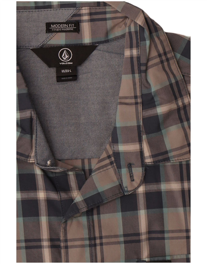 Cămașă cu mânecă scurtă pentru bărbați Volcom Modern Fit, mare, gri din bumbac