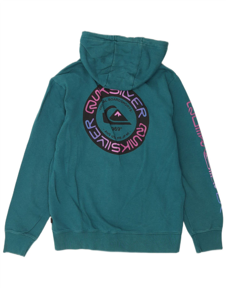 Pulover Quiksilver pentru bărbați, cu fermoar grafic, bumbac albastru mediu
