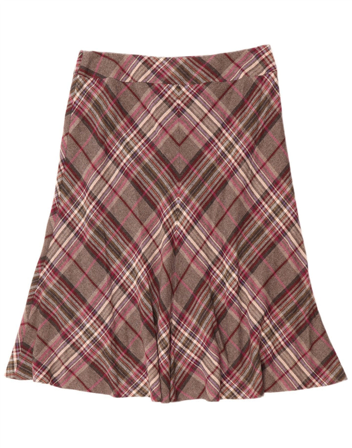 Fustă în formă de A pentru femei VIYELLA UK 16 mare W36 Lână cu carouri gri