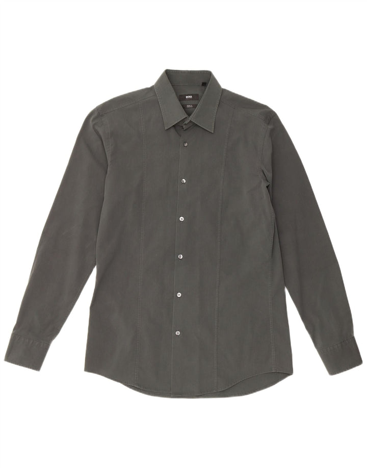 Cămașă pentru bărbați HUGO BOSS Slim Fit Mărimea 40 Bumbac verde mediu