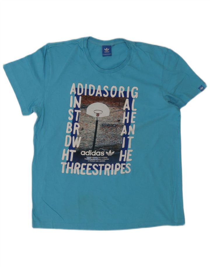 Tricou grafic pentru bărbați Adidas Top Medium Blue