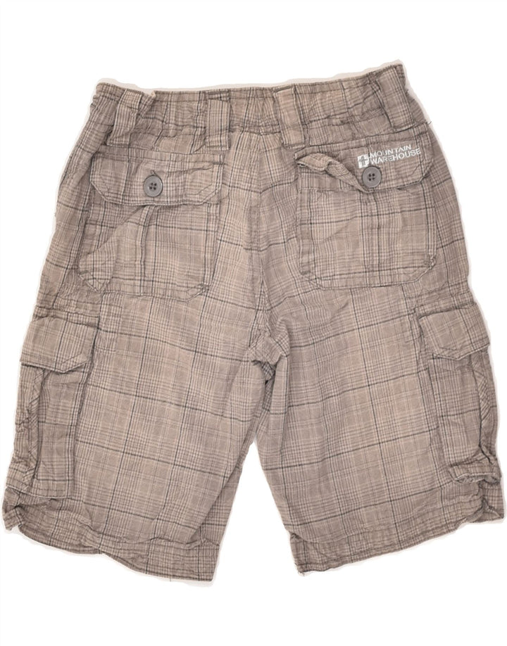 MOUNTAIN WAREHOUSE Pantaloni scurți cargo pentru băieți 7-8 ani W22 bumbac cu carouri gri