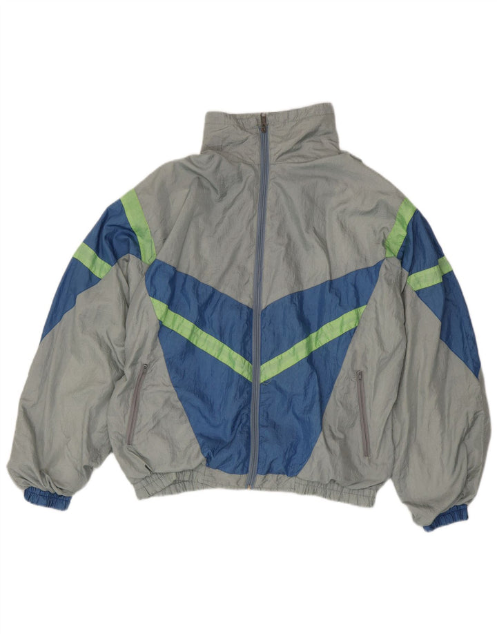 Trening complet pentru bărbați vintage, mare, gri, nailon color bloc
