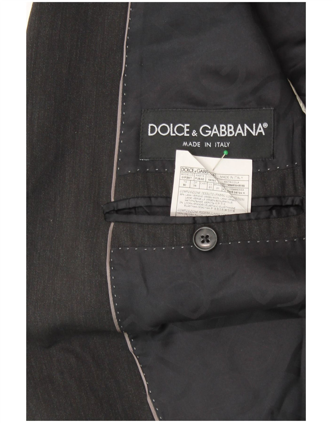 DOLCE & GABBANA Jachetă pentru bărbați cu 2 nasturi IT 50, mare, gri cu dungi