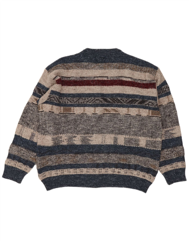 Pulover Vintage pentru bărbați cu gâtul turnat, mare, cu dungi multicolore