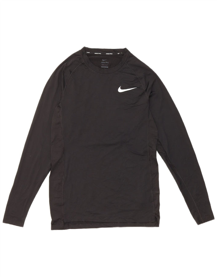 Nike pentru bărbați Dri Fit Slim Top cu mânecă lungă, poliester negru mic