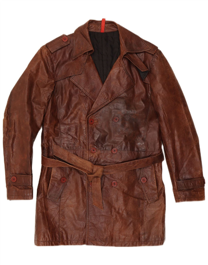 Palton din piele militară pentru bărbați VINTAGE IT 50 mare maro