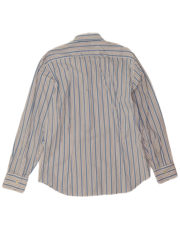 Pierre Cardin Mens Shirt Size 41 16 Large Blue Striped Cotton