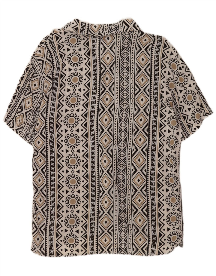 Cămașă Jack & Jones pentru bărbați cu mânecă scurtă, mică, albă, din viscoză geometrică