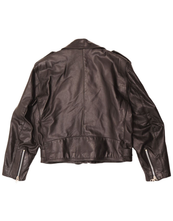 Jachetă de motociclist din piele vintage pentru bărbați IT 52 XL din piele neagră