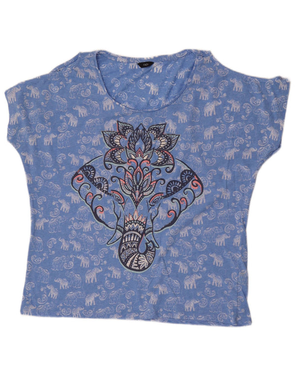 Bluză M&Co pentru femei, cu umăr dezactivat, cu grafică, UK 16, mare, albastră, florală