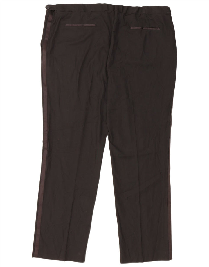 Pantaloni de costum pentru bărbați Marks & Spencer, cu tăiere obișnuită, L46 L33, poliester negru