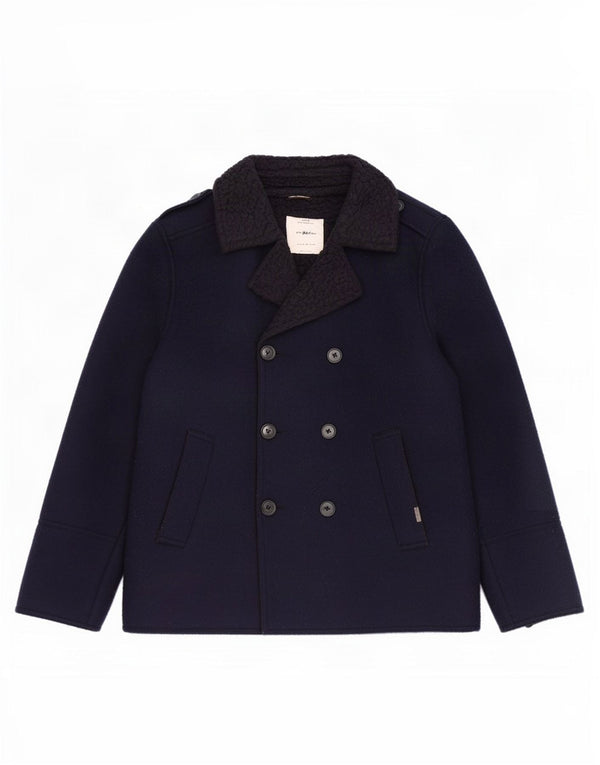Zara Boys Pea Coat 13-14 Years Navy Blue Colourblock