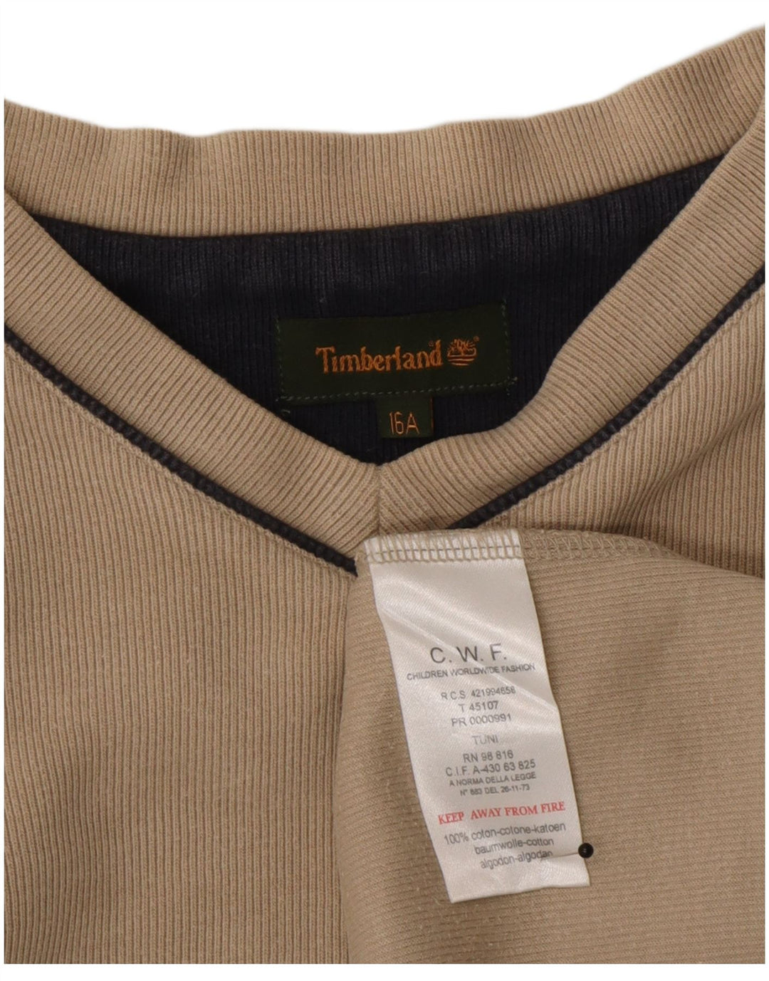 Timberland Top pentru băieți cu mânecă lungă 15-16 ani, bej, bumbac