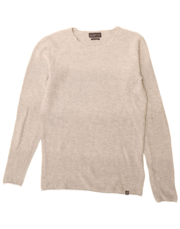 Pulover Jack & Jones pentru bărbați, cu gât de barcă, bumbac mic, gri
