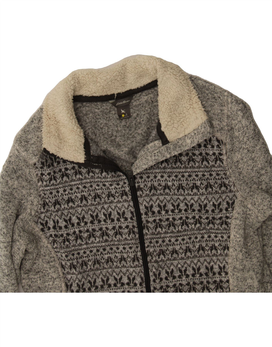 EDDIE BAUER Womens Tracksuit Top Jacket UK 10 Small Grey Fair Isle Vintage Eddie Bauer and Second-Hand Eddie Bauer from Messina Hembry 