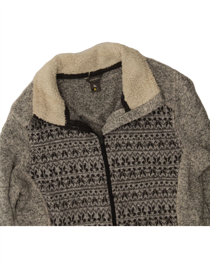 EDDIE BAUER Womens Tracksuit Top Jacket UK 10 Small Grey Fair Isle Vintage Eddie Bauer and Second-Hand Eddie Bauer from Messina Hembry 