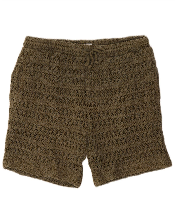 Pantaloni scurți din croșetat Zara pentru femei, mari W32, bumbac kaki