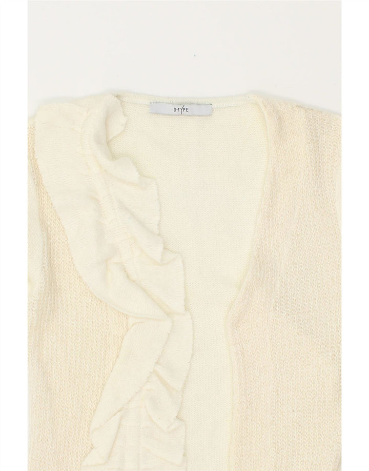 VINTAGE Womens Open Cardigan Sweater Medium Off White Acrylic Vintage Vintage and Second-Hand Vintage from Messina Hembry 