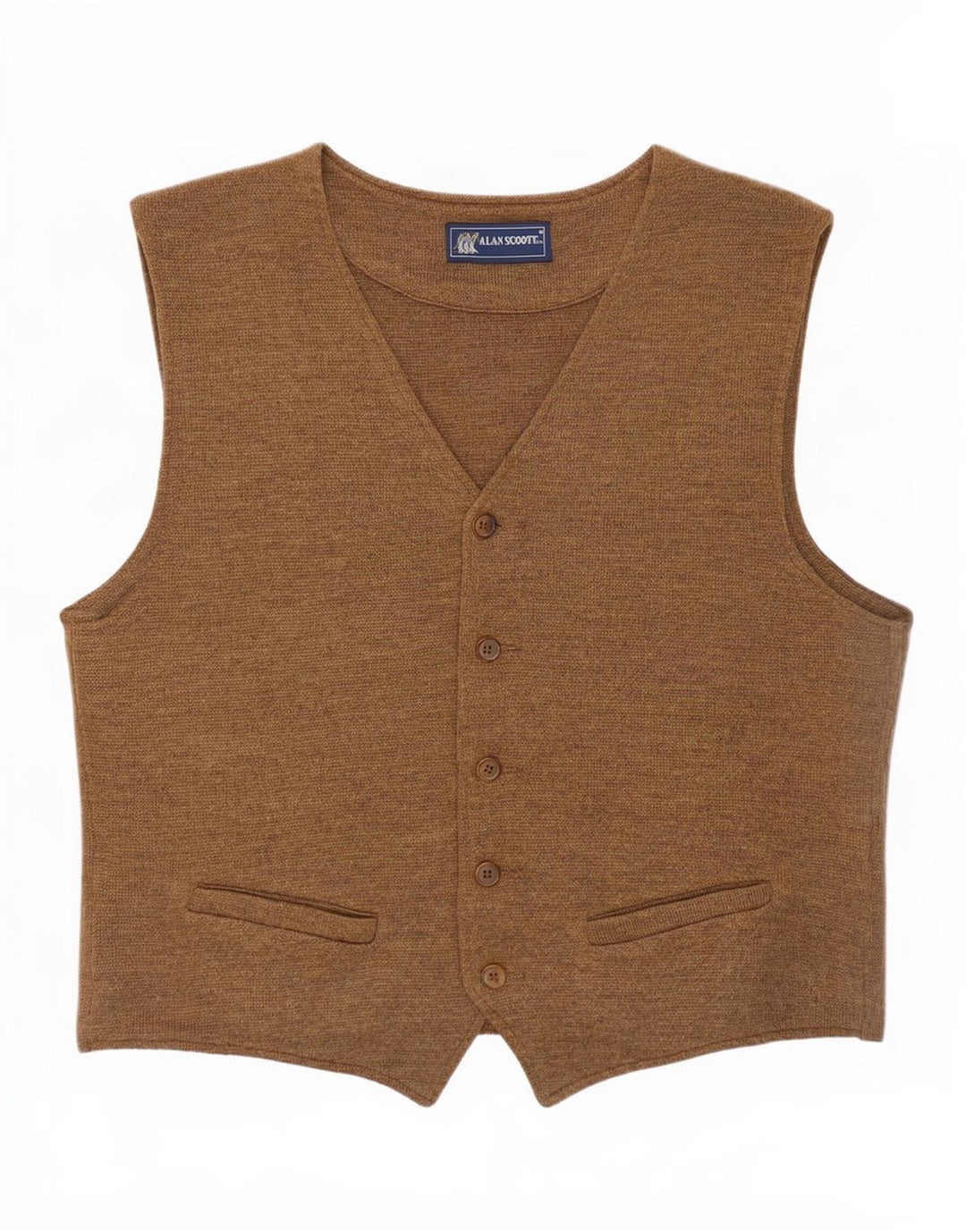 Gilet tricot pentru bărbați Alan Scoott IT 48 Lână maro mică