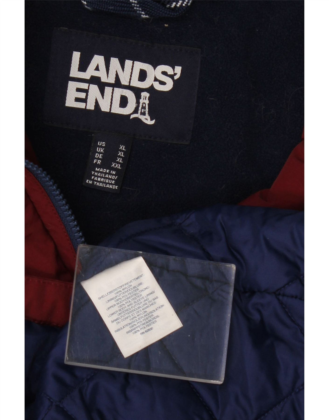 LANDS END Jachetă de vânt cu glugă supradimensionată pentru femei Marea Britanie 18 XL Nailon Bordeaux