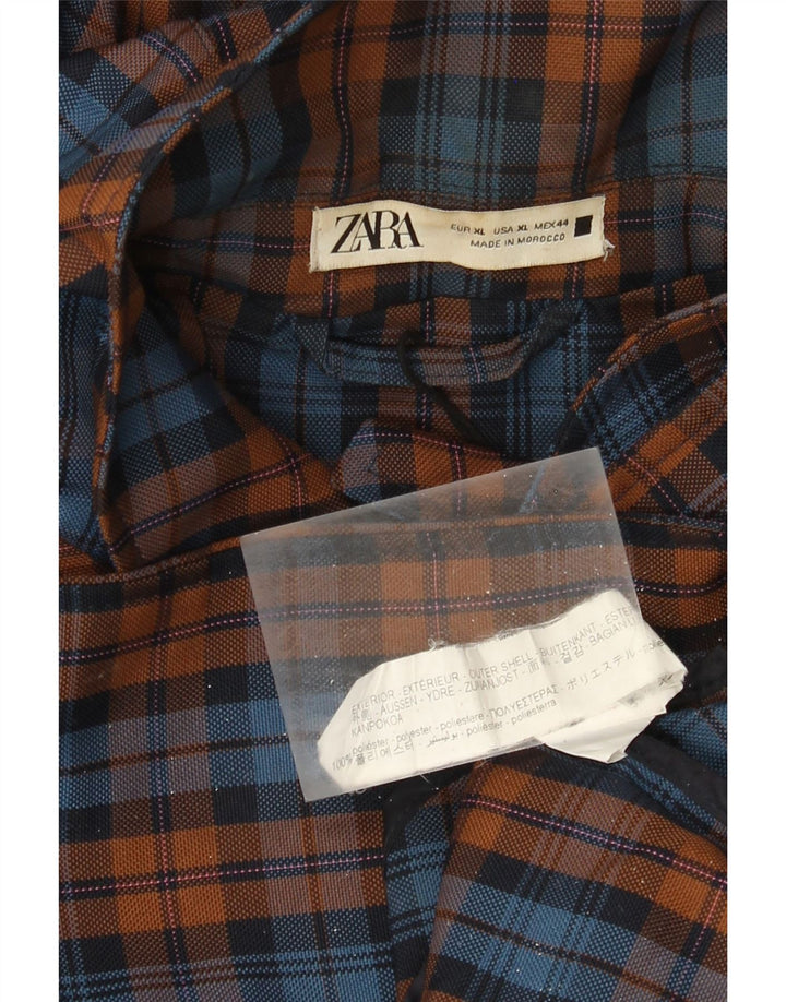 Pardesiu cu glugă pentru bărbați Zara UK 42 XL, poliester cu carouri multicolore