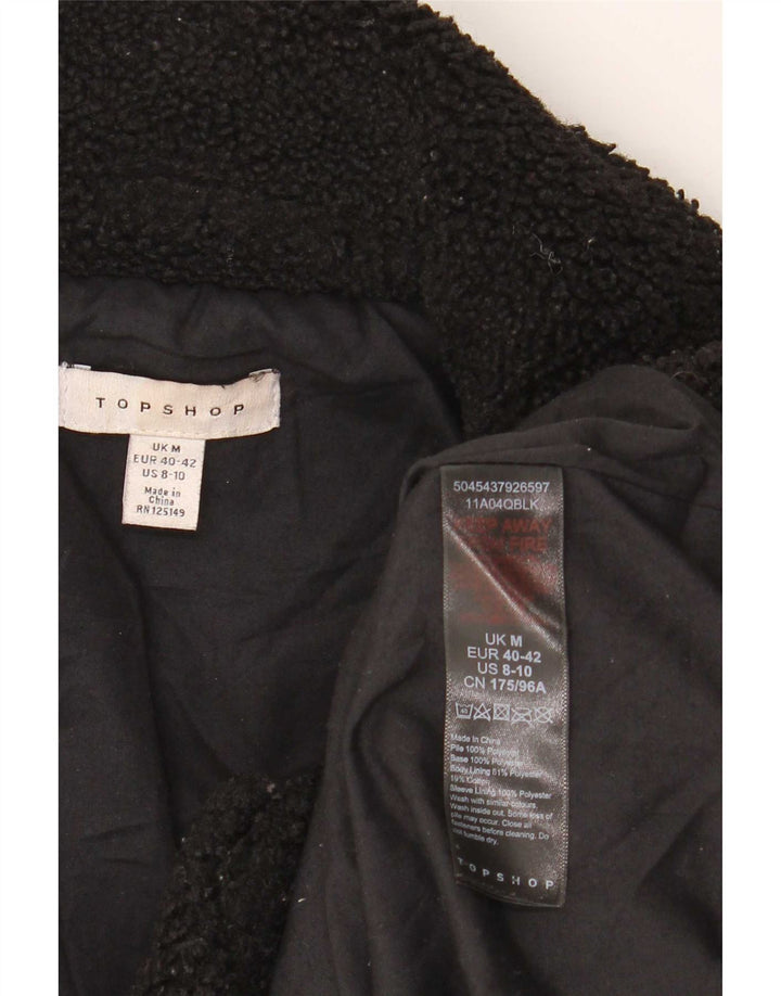 Jachetă bomber supradimensionată din lână Topshop pentru femei UK 14 Poliester mediu negru