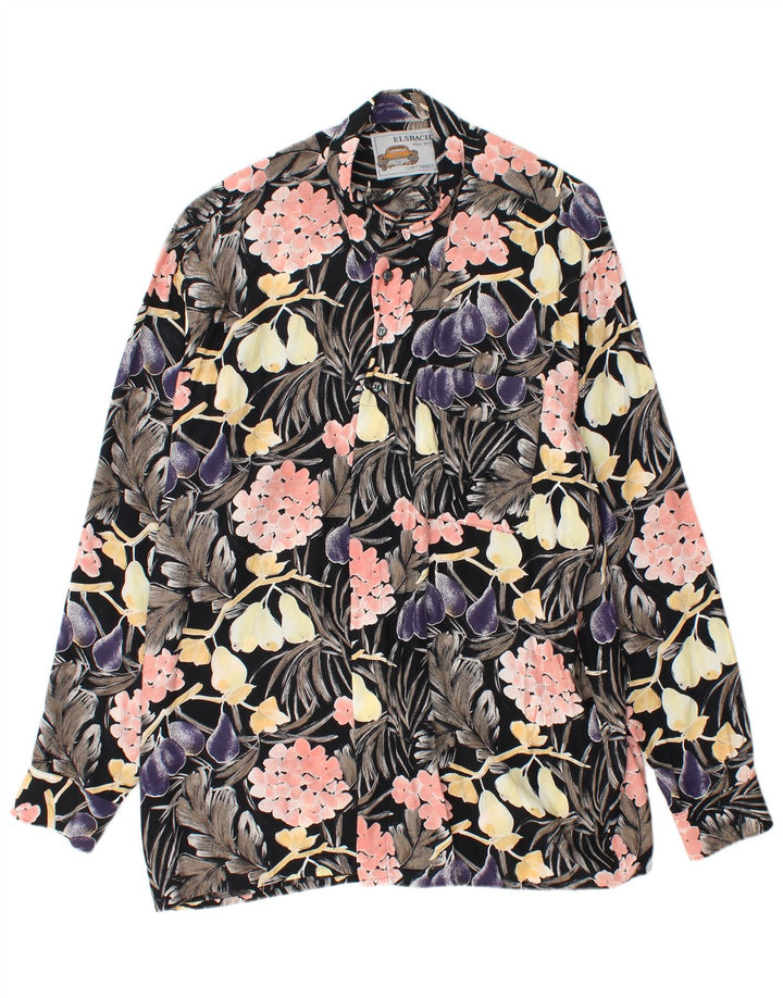 Cămașă pulover pentru bărbați ELSBACH Mărimea 41/42 Viscoză mare, neagră, florală