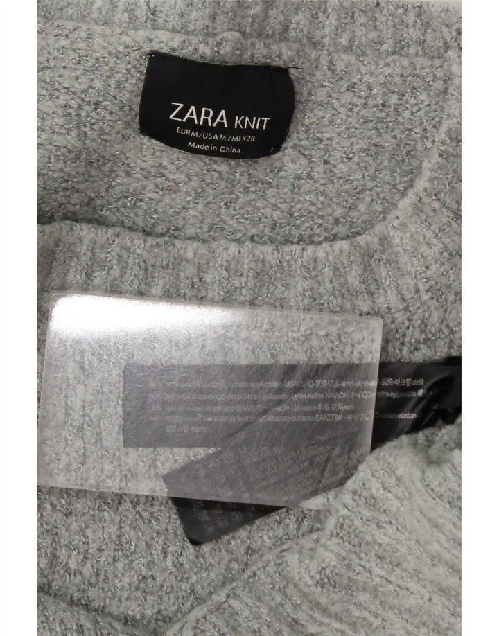 Pulover supradimensionat pentru femei Zara, cu gâtul turn, UK 14 Medium Gri Acrilic