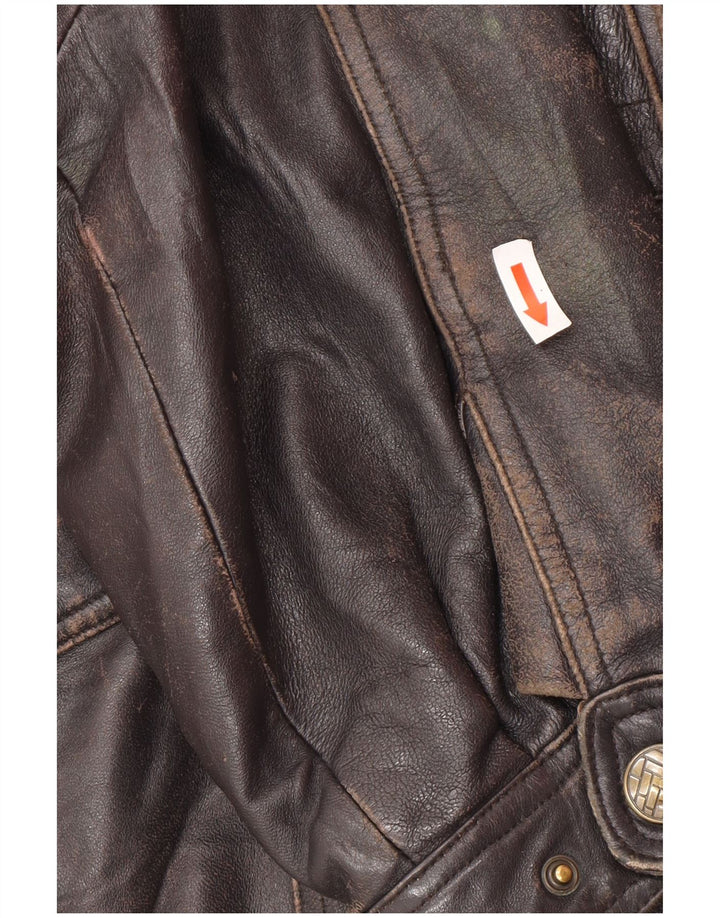 Jachetă de piele vintage pentru bărbați UK 44 2XL din piele neagră