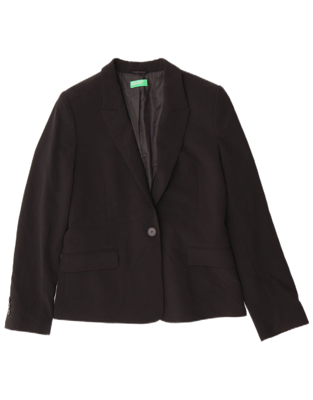 Jachetă pentru femei Benetton 1 Button 1 Button Blazer UK 12 Medium Black Classic