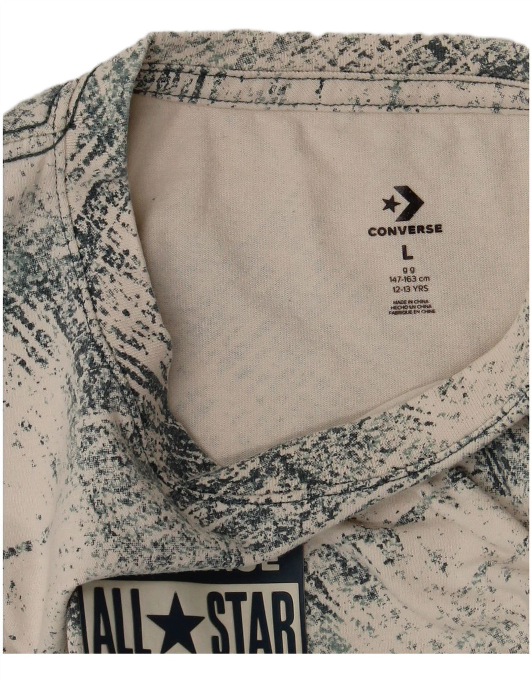 Tricou cu grafică Converse pentru băieți Top 12-13 ani, mare, alb, carouri