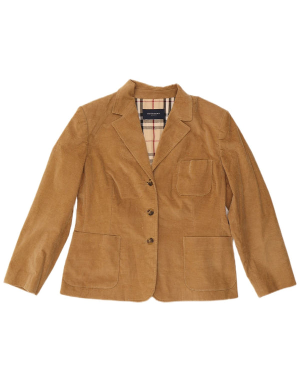 Jachetă Burberry pentru femei, cu 3 nasturi, din velur, IT 46, bumbac maro mare