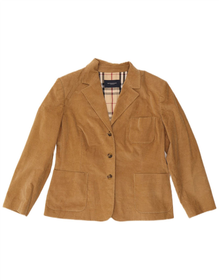 Jachetă Burberry pentru femei, cu 3 nasturi, din velur, IT 46, bumbac maro mare