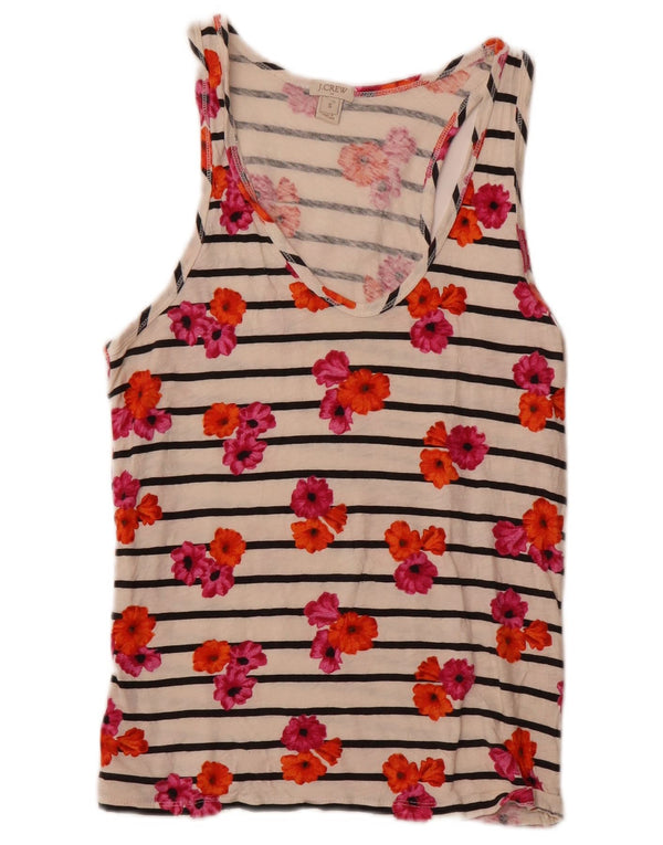 Vest Top pentru femei J. CREW UK 10 mic bumbac floral alb