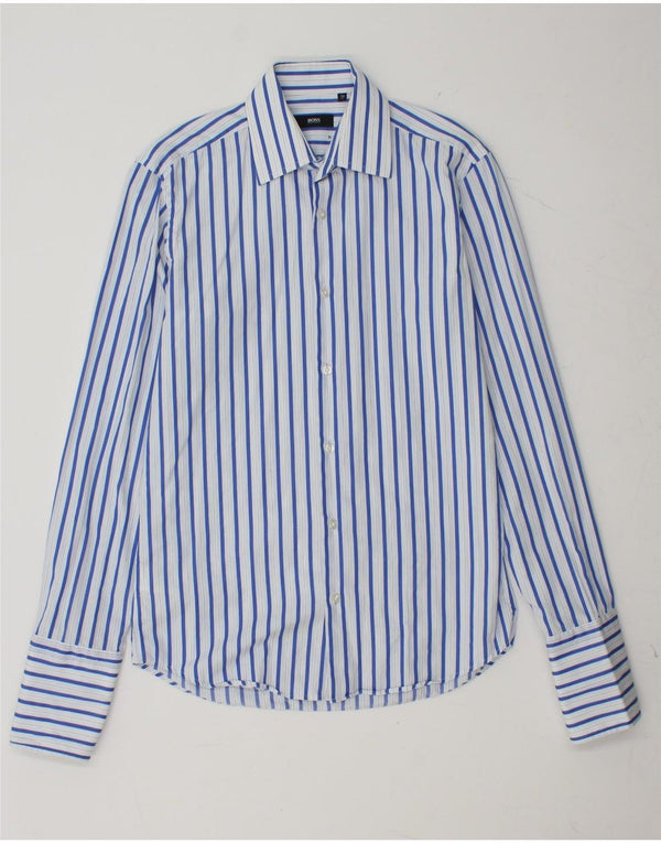 Cămașă formală pentru bărbați HUGO BOSS Mărimea 38 15 Bumbac cu dungi albastre medii