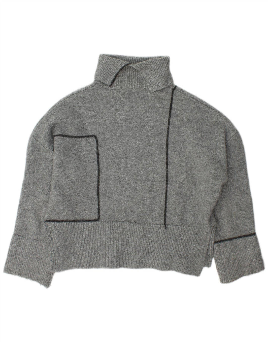 Pulover supradimensionat pentru femei Zara, cu gât rulat, UK 10, mic, gri acrilic