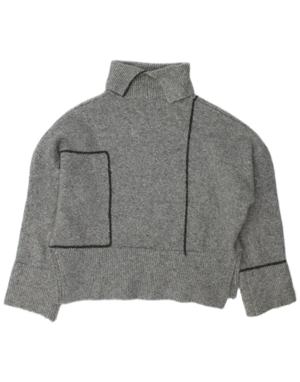 Pulover supradimensionat pentru femei Zara, cu gât rulat, UK 10, mic, gri acrilic