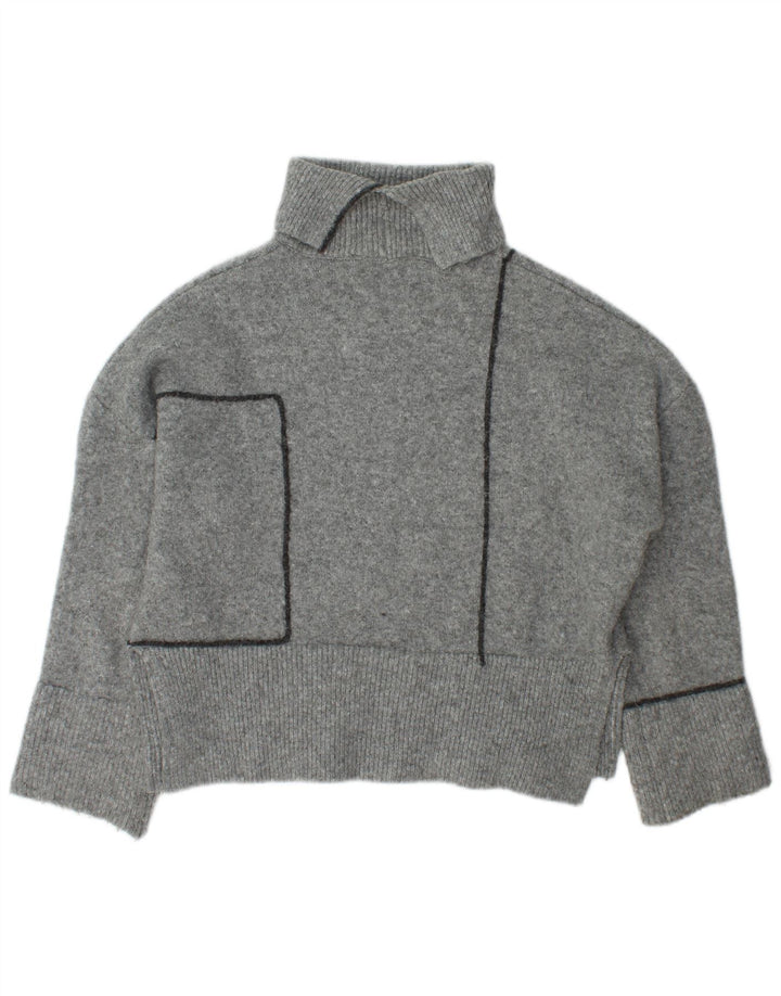 Pulover supradimensionat pentru femei Zara, cu gât rulat, UK 10, mic, gri acrilic