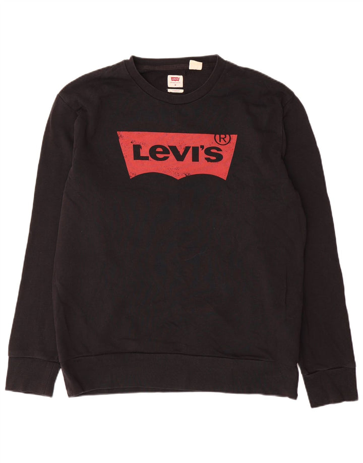 Pulover Levi's Standard Graphic pentru bărbați, bumbac mediu negru