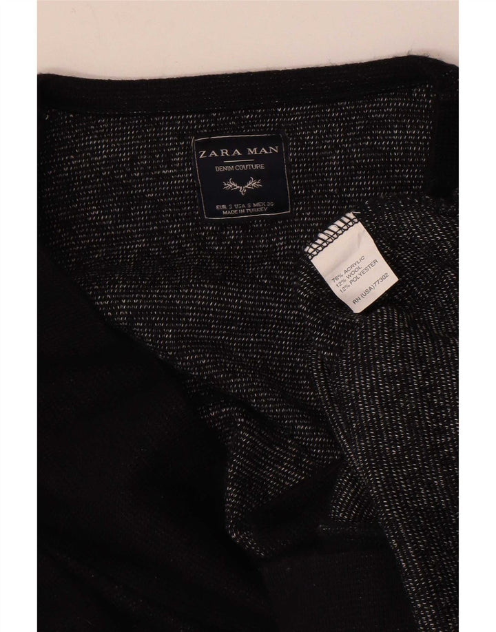 Pulover cardigan pentru bărbați Zara, mic, negru, acrilic