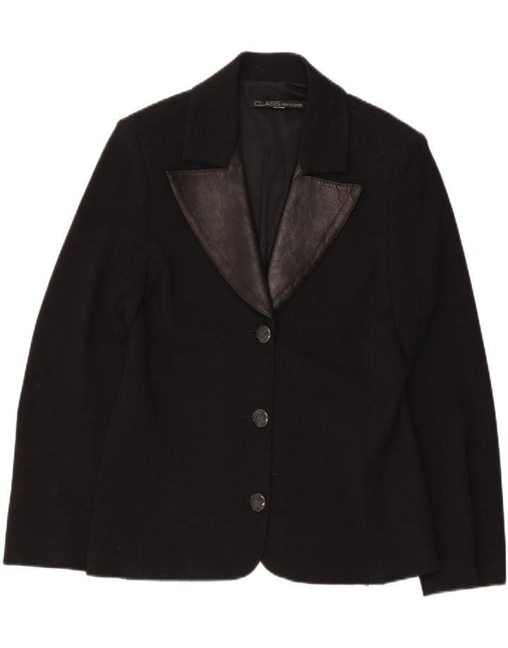 ROBERTO CAVALLI Womens 3 Button Blazer Jacket UK 12 Medium Black Wool