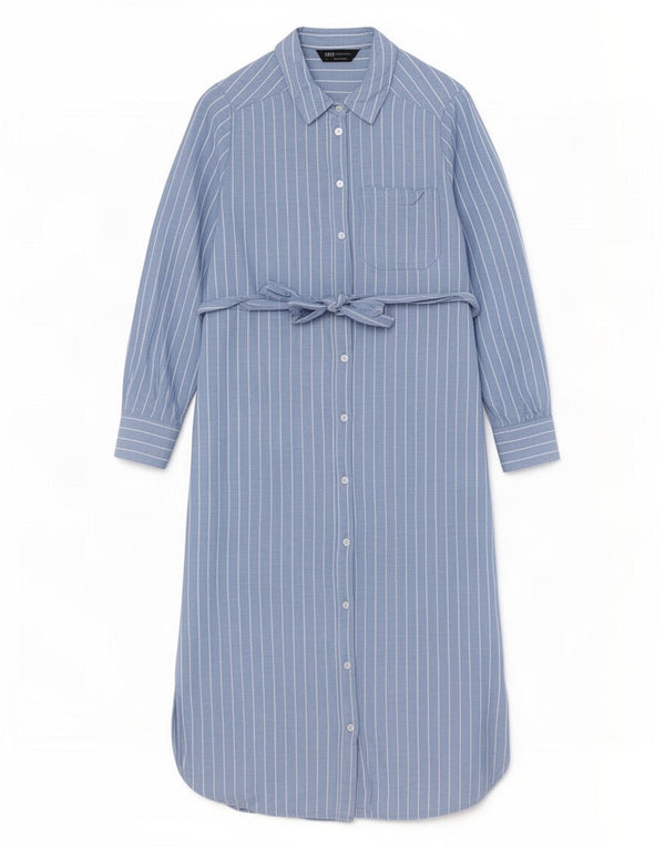 Rochie cămașă cu mânecă lungă pentru femei Marks & Spencer UK 8 Mic, albastru, cu dungi