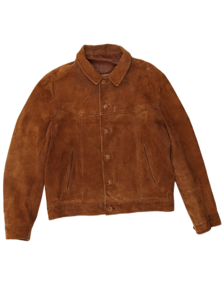Jachetă vintage pentru bărbați din piele intoarsa UK 38 maro mediu
