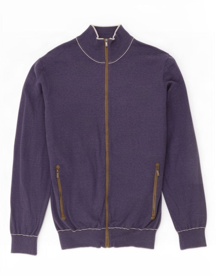 Pulover cardigan Massimo Dutti pentru bărbați, bumbac bleumarin mediu