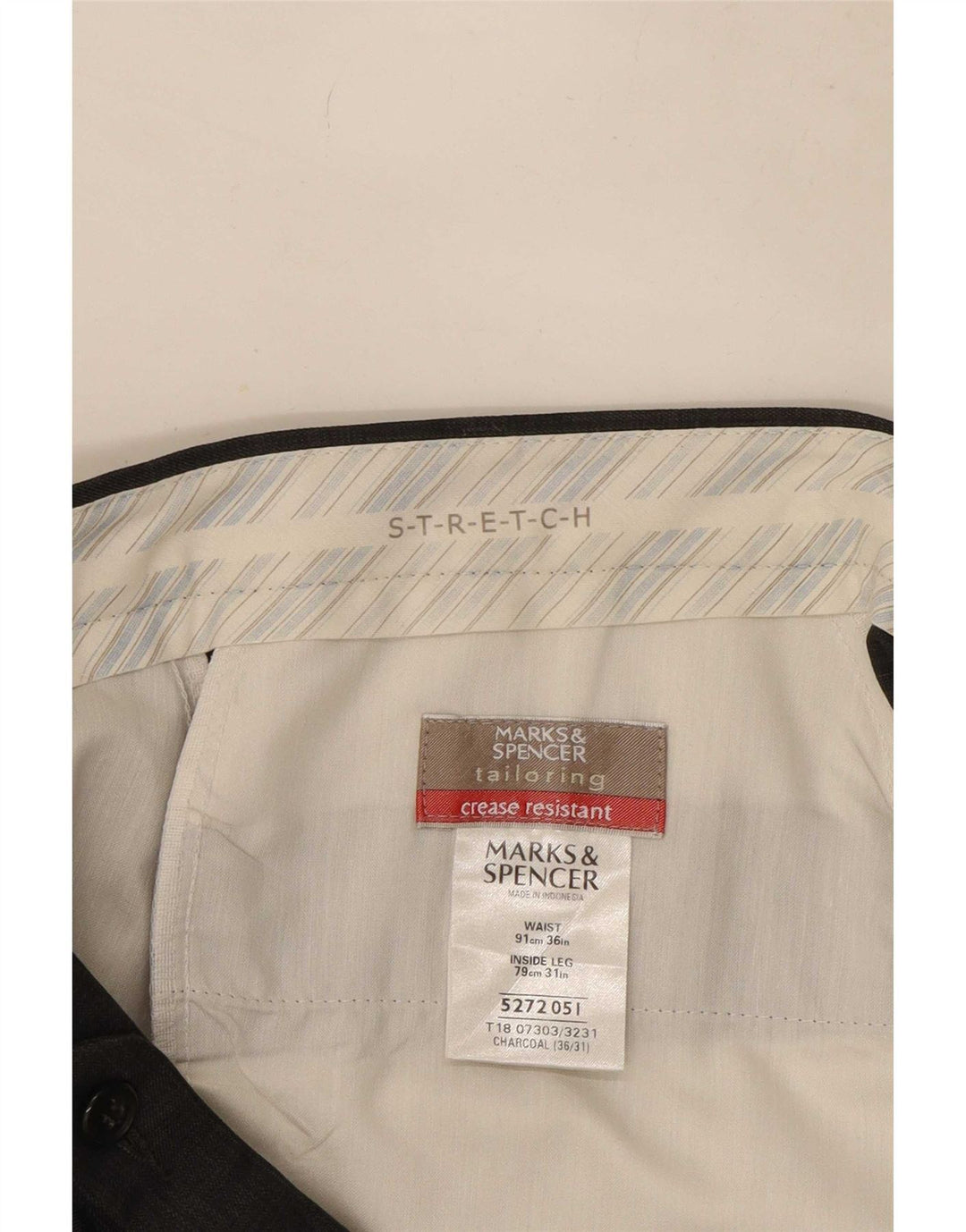 Marks & Spencer Pantaloni de costum stretch pentru bărbați L36 L31 poliester gri