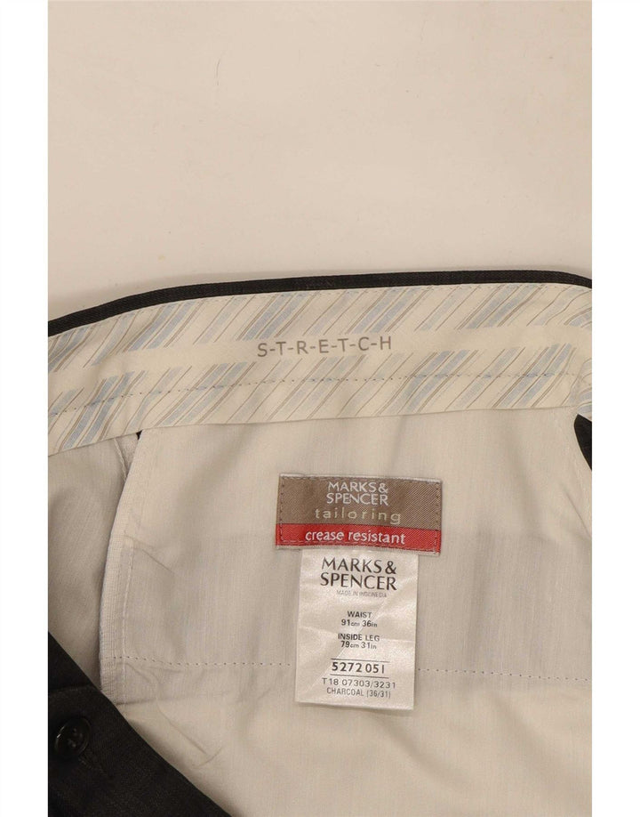 Marks & Spencer Pantaloni de costum stretch pentru bărbați L36 L31 poliester gri